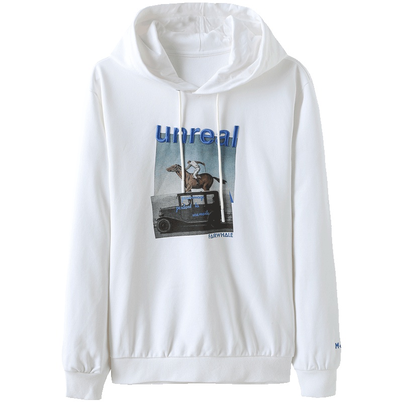马克华菲男装2019春装新款潮流韩版休闲刺绣连帽套头上衣卫衣男士