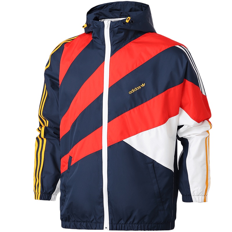 阿迪达斯三叶草男服卫衣拼接撞色套头衫休闲运动服GJ6718 阿迪达斯三叶草男服外套夹克撞色连帽运动休闲运动服GJ6730