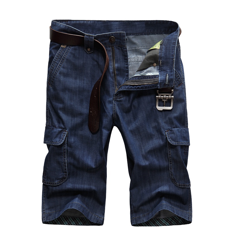 木林森(MULINSEN)工装牛仔短裤男多口袋薄款中青年牛仔库2019夏季五分裤潮