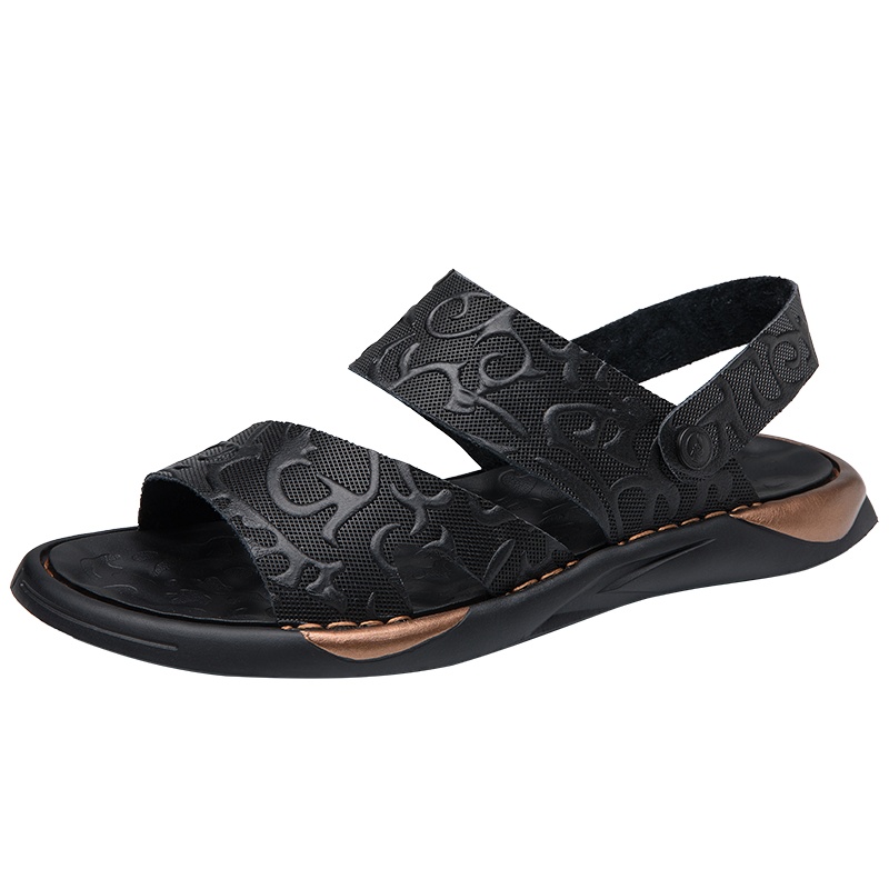 熠步骆驼凉鞋男夏季2021新款真皮户外透气沙滩鞋男头层牛皮爸爸软底休闲鞋