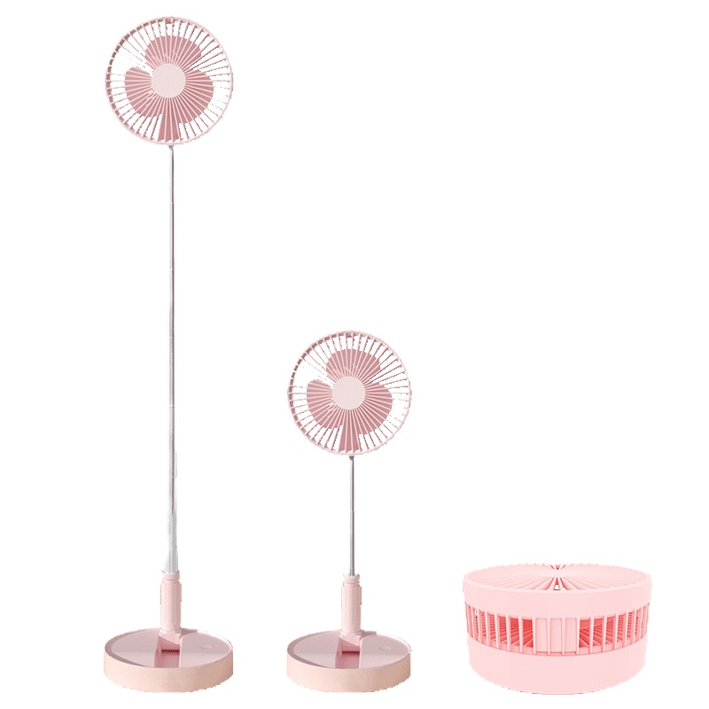 艾美特电风扇落地扇usb无线小风扇家用桌面可伸缩折叠粉色迷你便携充电学生宿舍台式户外小型大风力办公室AH06-01粉