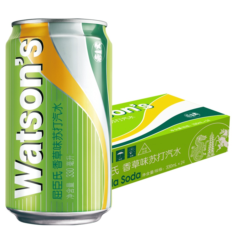 屈臣氏(Watsons)香草味苏打汽水 330ml*24罐 整箱装