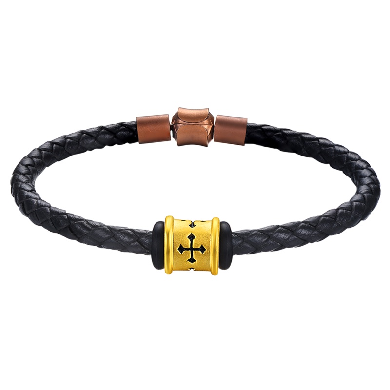 蒂蔻 小版信念刺青黄金手链男女情侣款足金手绳