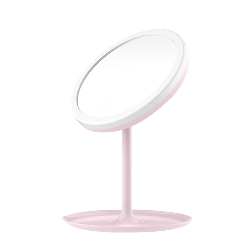 单色光可调 粉色镜子化妆镜台式