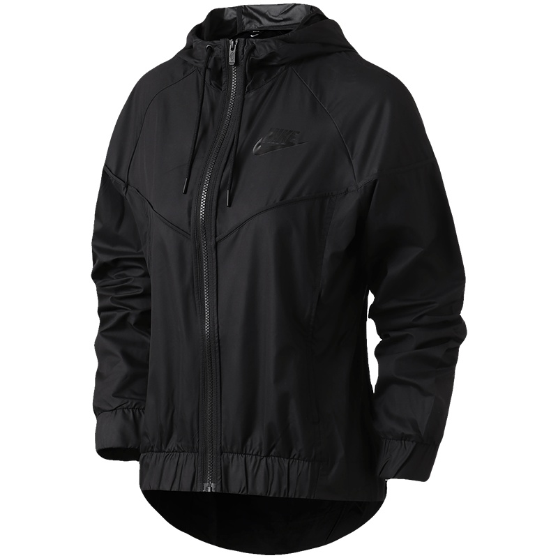 【自营】NIKE耐克女装夹克外套防风轻薄针织连帽运动夹克883496 L 883496-010黑+黑+黑