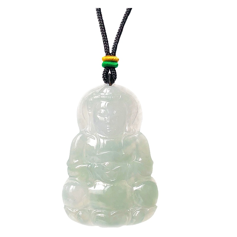 缘源珠宝 天然高端A货翡翠吊坠 冰糯油青色翡翠吊坠 男女款自戴送人 附送证书