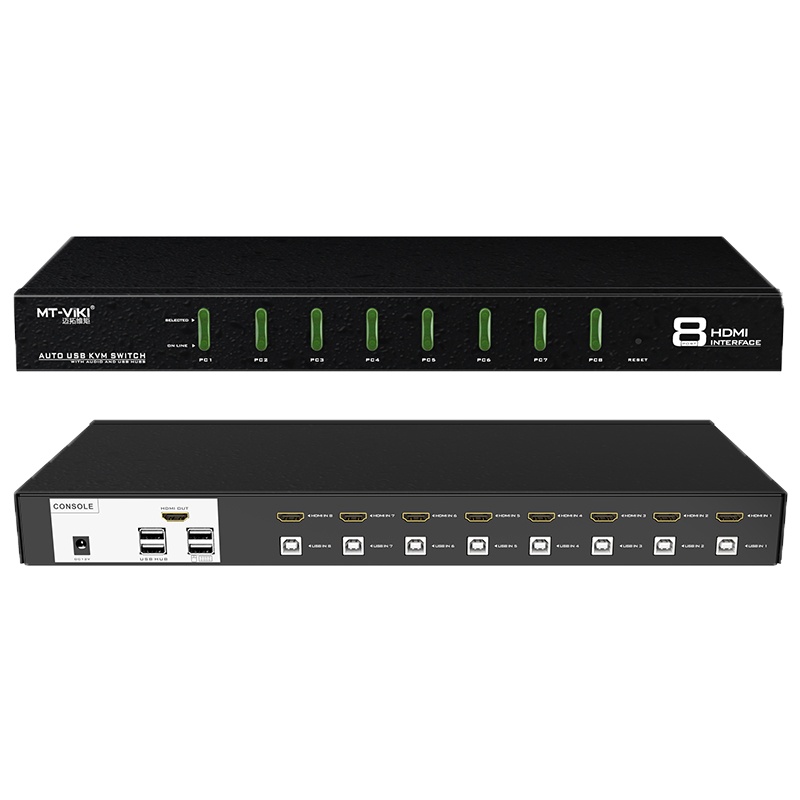 迈拓维矩MT-0801VK 工业级kvm切换器8进1出自动8口带OSD显示器电脑vga