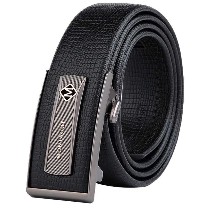 梦特娇皮带男自动扣青年中年男士真皮腰带