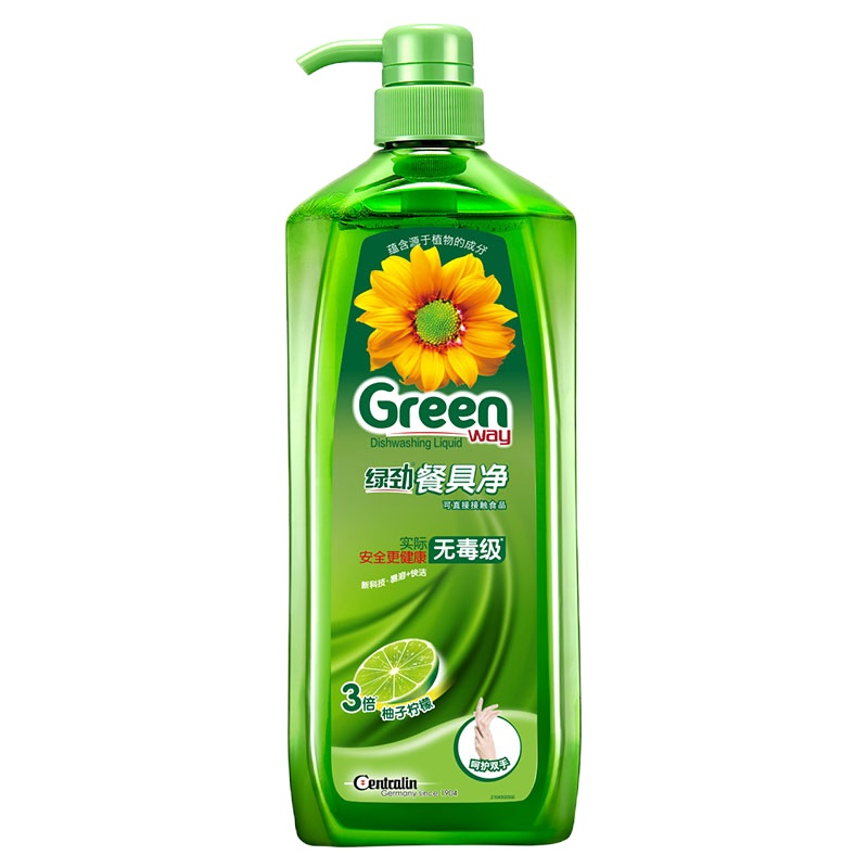绿劲餐具净/洗洁精家居清洁组合(柚子柠檬1.28kg*3瓶)