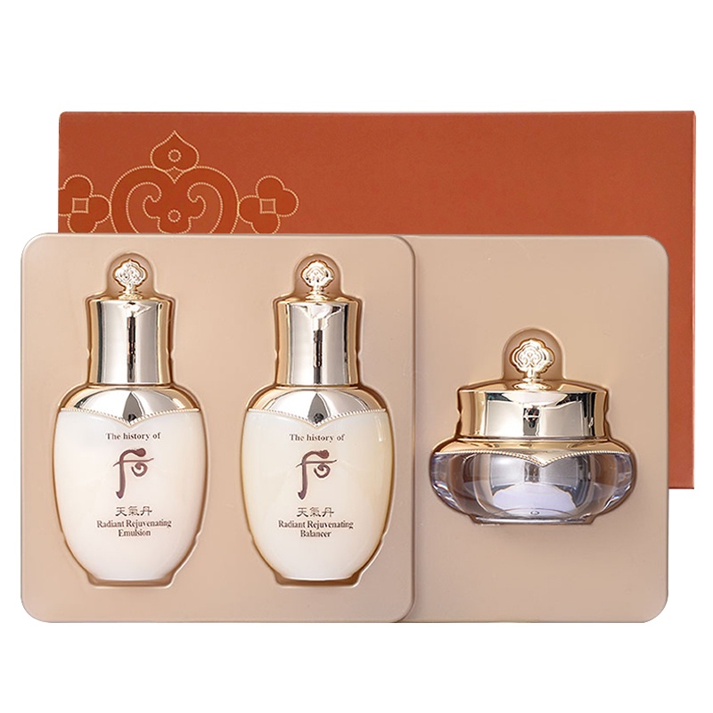 whoo 后 天气丹水乳面霜中样花献光彩紧颜三件套小样试用装旅行套装面部护肤套装礼盒