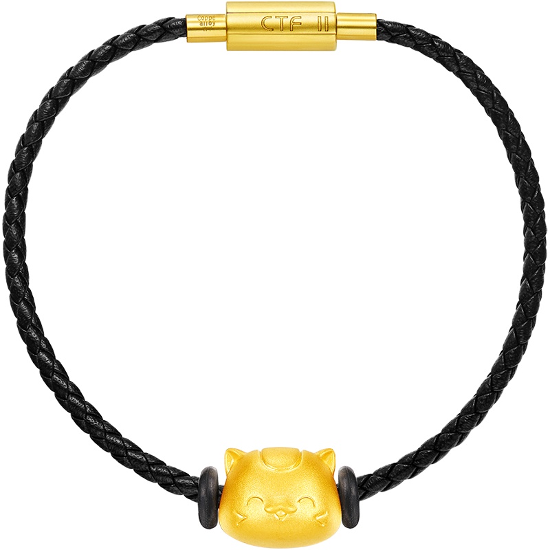 周大福珠宝首饰可爱小猫足金金吊坠转运珠定价 R24166