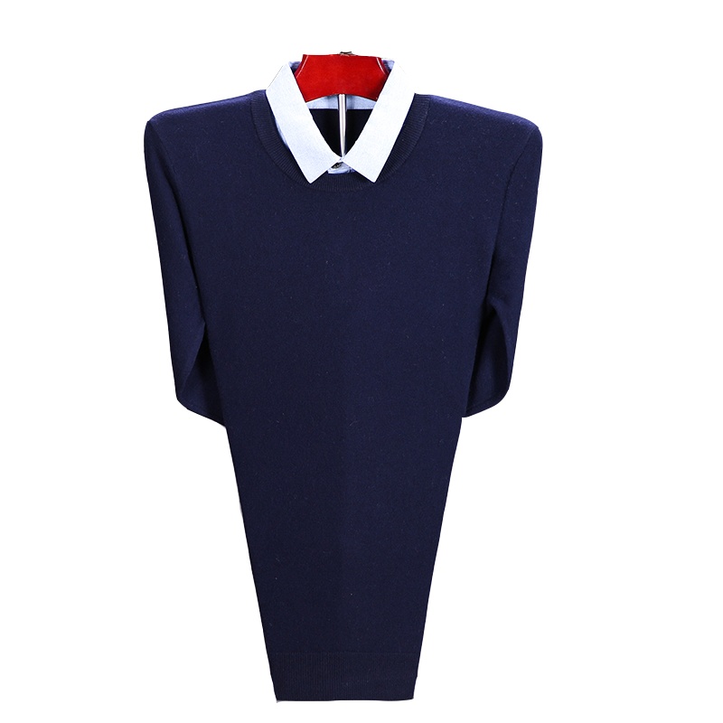 恒源祥男士假两件针织衫2020新款商务保暖针织简约假两件拼接长袖针织衫