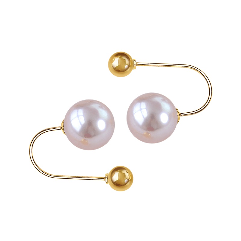 [Fan xin Ge]18K黄金日本akoya U型耳环正圆强光镜面海水通勤耳钉简约百搭耳饰 送恋人 自戴