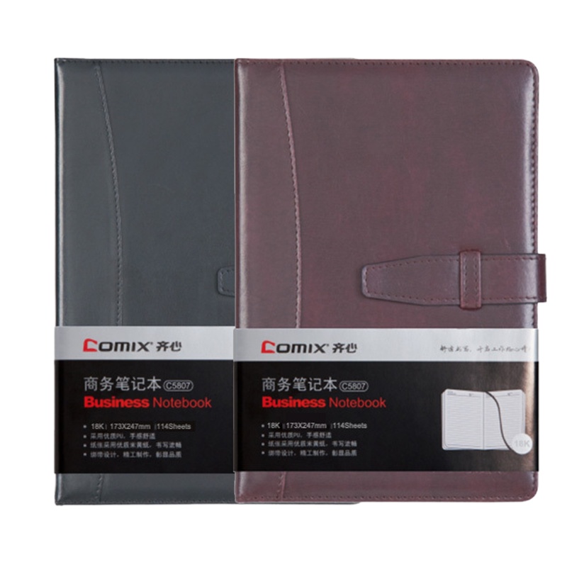 齐心(COMIX)C5807皮面记事本18K/114张日记本记事本笔记本子记录本商务记事本文具笔记本本子颜色随机