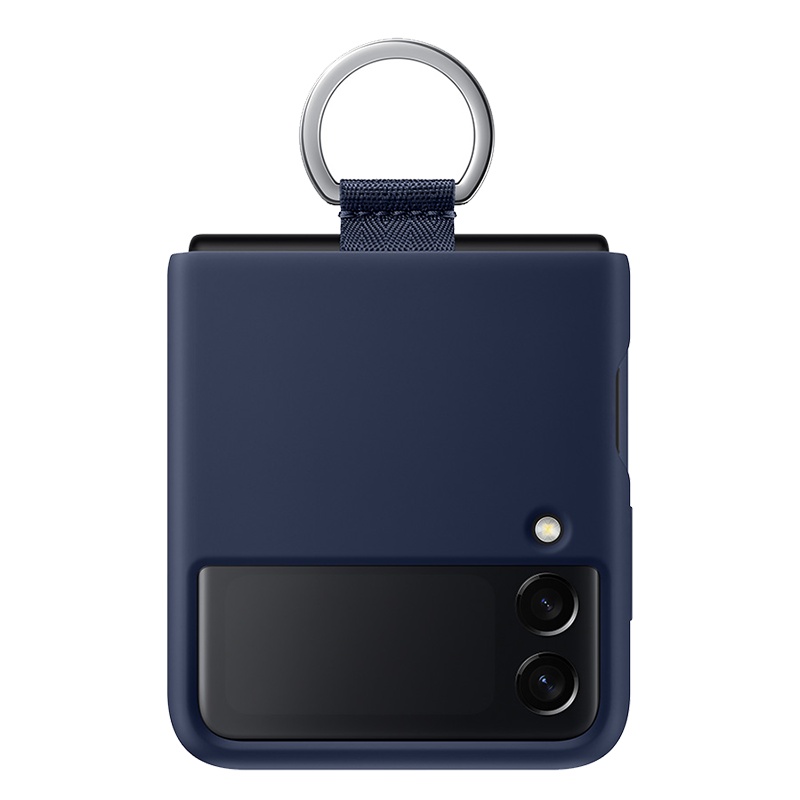 三星Galaxy Z Flip3 5G 原装手机壳 指环式硅胶保护壳 F7110折叠屏原装保护套手机套 深蓝色