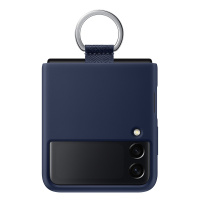 三星Galaxy Z Flip3 5G 原装手机壳 指环式硅胶保护壳 F7110折叠屏原装保护套手机套 深蓝色