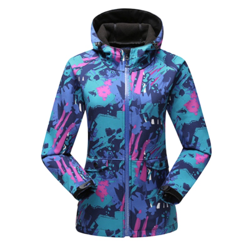 户外休闲运动冲锋衣 男女情侣迷彩软壳立体裁剪登山服 连帽外套