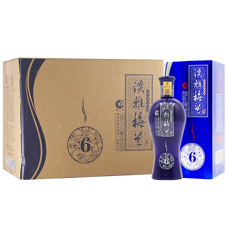 梅兰春 41.8度淡雅6 500ml整箱 浓芝复合香型白酒 百姓口粮酒 中华老字号 产自江苏泰州