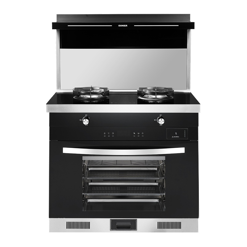 欧尼尔OUNIER LX17-BZK一体式厨房一体机带蒸烤箱下排烟式家用环保灶燃气自动清洗变频电机油烟机液化气集成灶