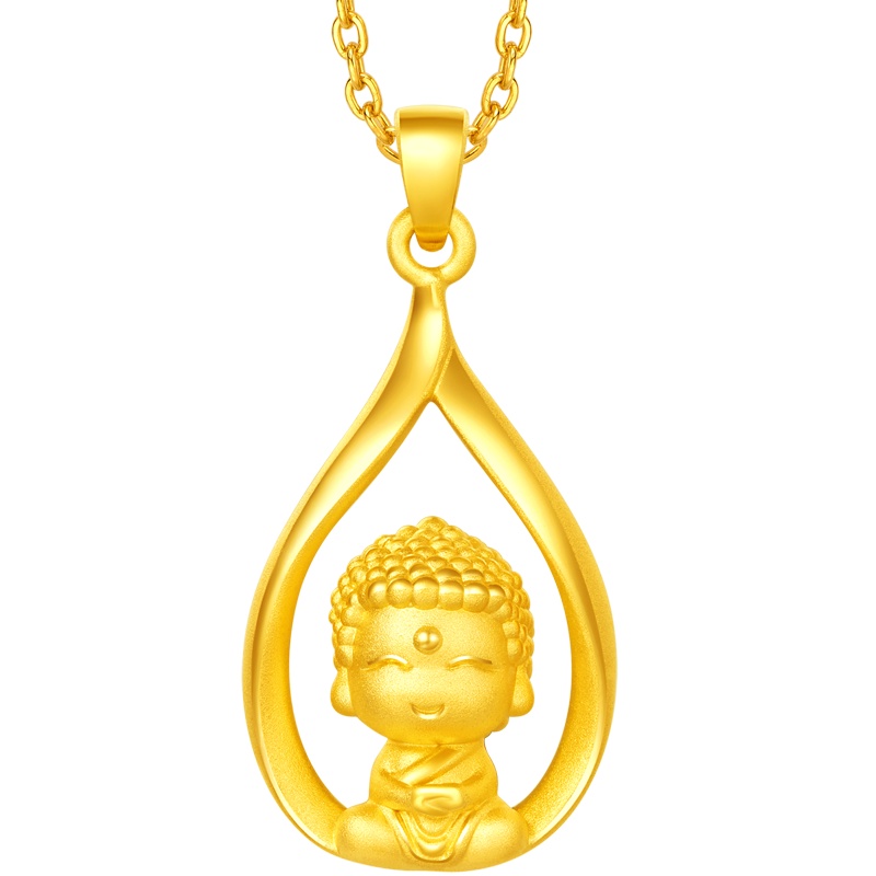 周大福珠宝首饰笑面佛足金金吊坠R23165