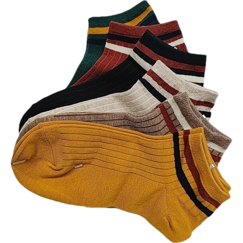 [1件5折价:45]美特斯邦威夏新款袜子女双杠条纹六双装短袜女袜子