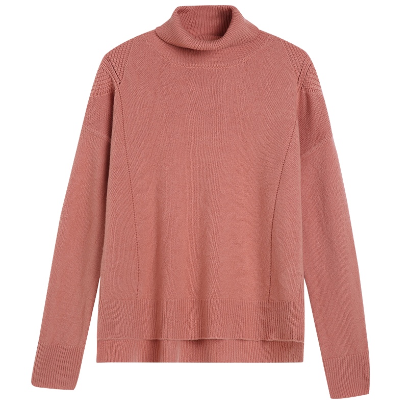 金菊秋冬新款毛衣两翻领纯色时尚羊毛衫女