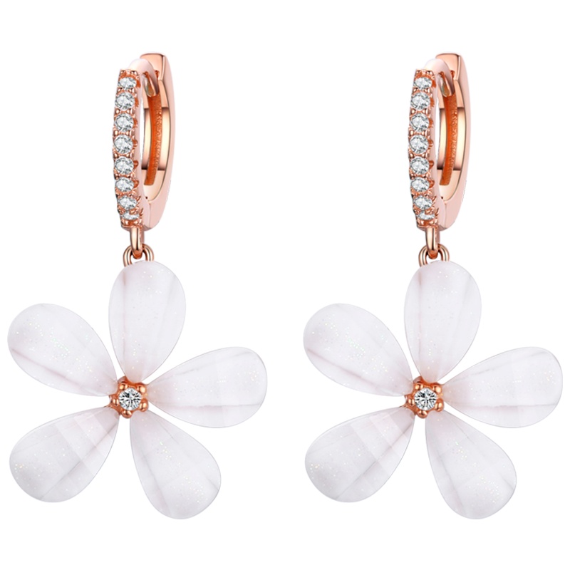 佰色传情s925纯银花朵耳扣女韩国简约山茶花耳饰耳坠耳钉耳环