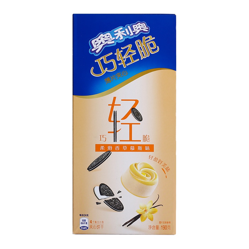奥利奥(OREO) 夹心饼干 零食 巧轻脆薄片柔滑香草慕斯味190g