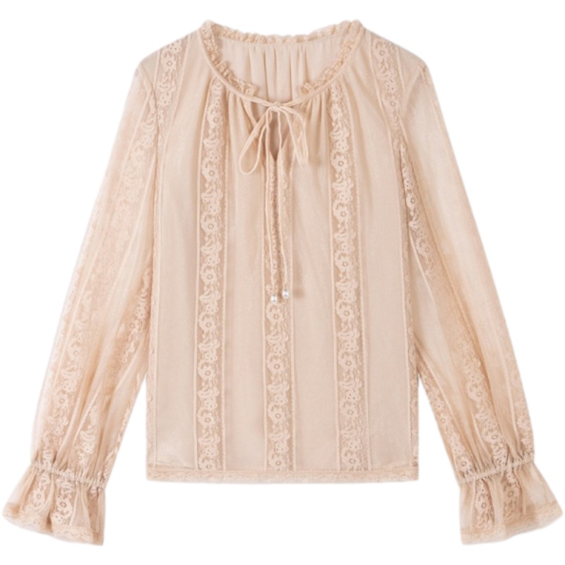 2021新款女装夏装衬衫女长袖宽松韩版上衣蕾丝洋气气质小衫ins潮