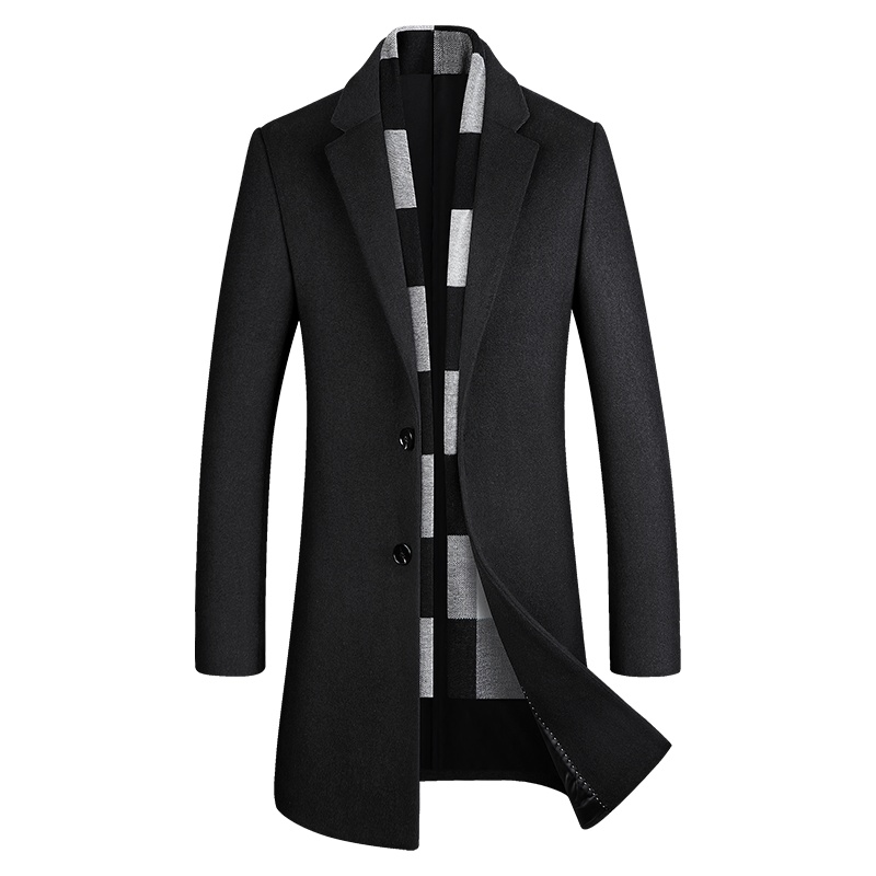 2019秋冬新款羊毛呢大衣中长款呢子风衣外套羊毛无羊绒双面大衣男 SQM5903
