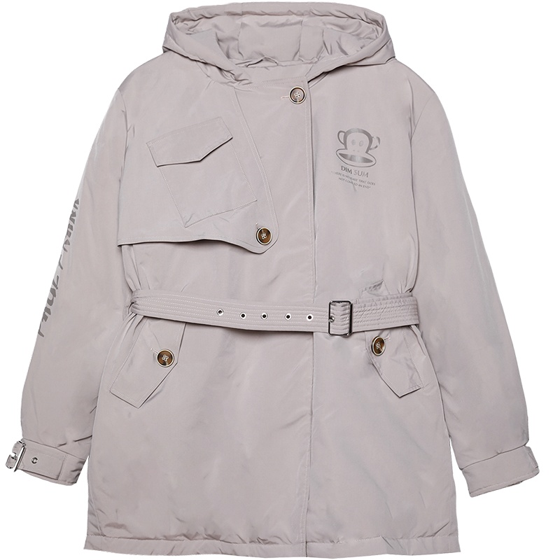 Paul Frank/大嘴猴冬季新款羽绒服女潮流连帽宽松简约外套