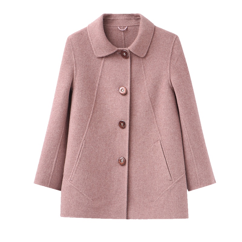 恒源祥女士毛呢大衣秋冬款羊毛双面毛呢外套女修身大码妈妈装毛呢大衣