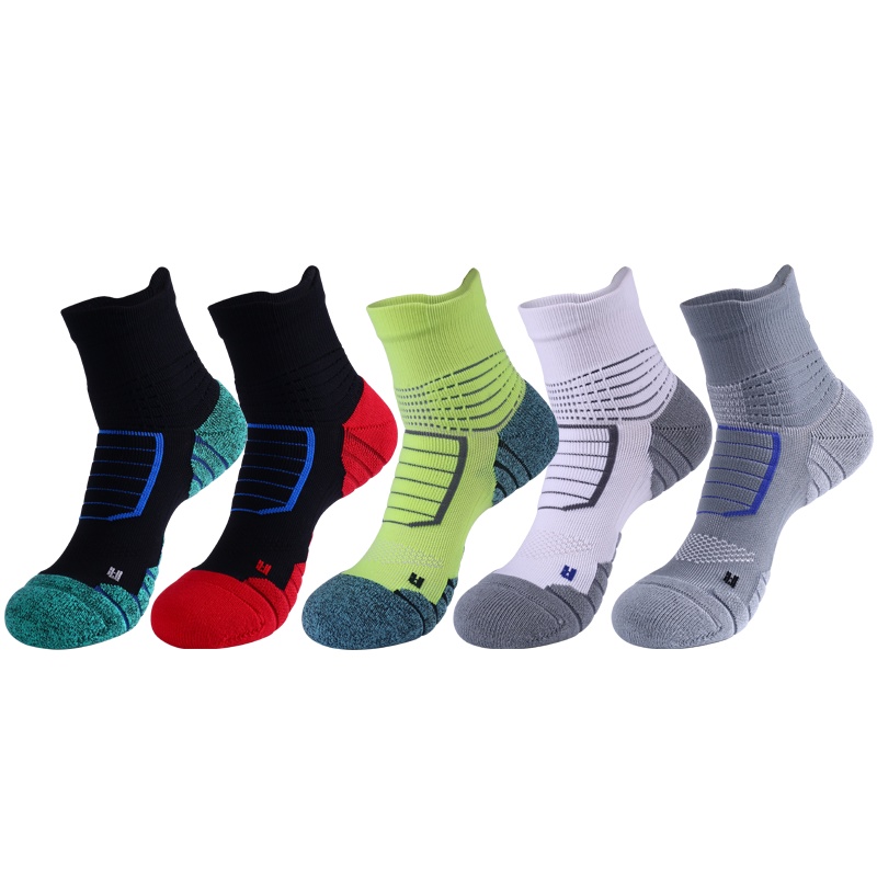 蓓乐妃专业运动袜子男棉中筒高帮篮球袜子吸汗防滑春夏季加厚毛巾底跑步祙登山马拉松训练实战耐磨精英袜
