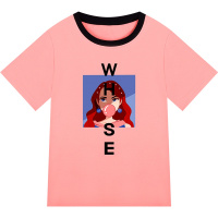 2019新款夏季粉色短袖女宽松闺蜜装港风红印花学生T恤百搭上衣