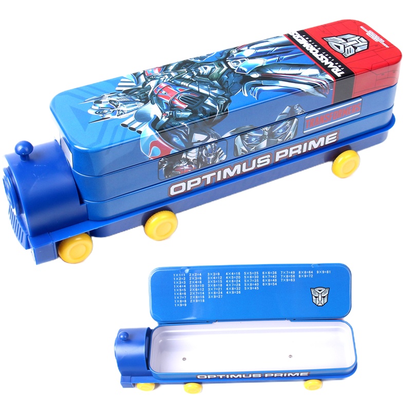 迪士尼汽车造型文具盒小学生铁笔盒男童三层儿童书架铅笔盒多功能