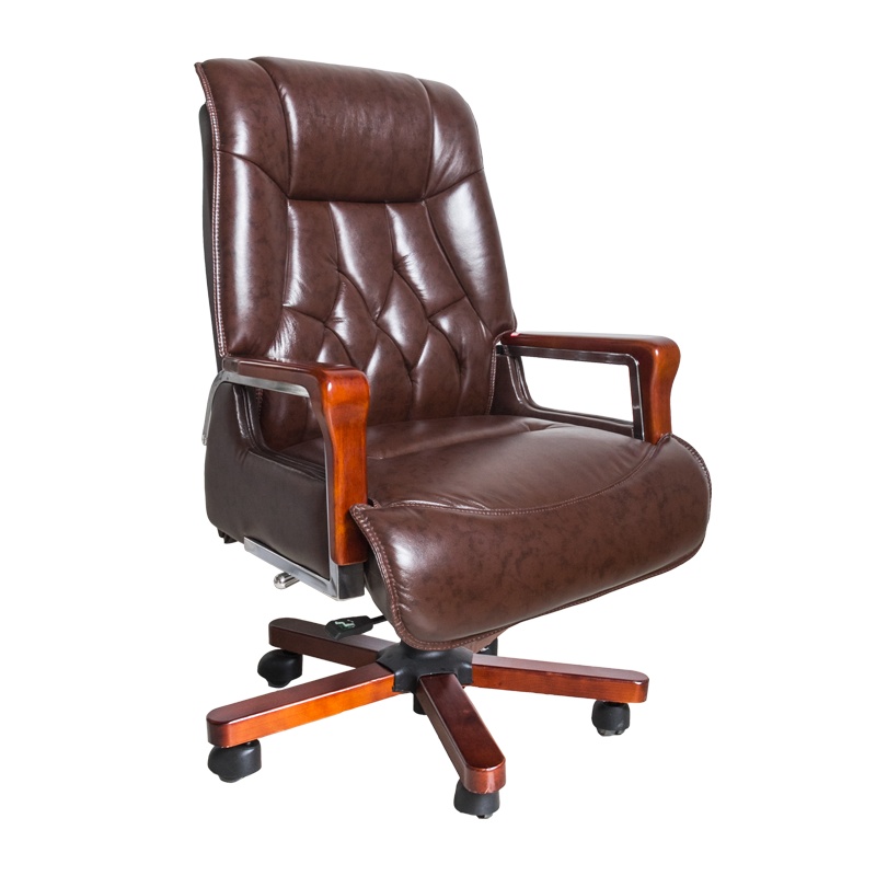 [硕辉]RJ-A2828班椅(棕色) 牛皮老板办公转椅 650*750*1150mm