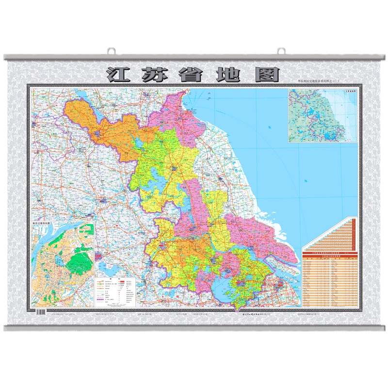 江苏地图2019年新版挂图1.5x1.1米覆膜防水无拼缝亚光膜不反光