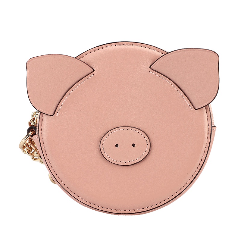 COACH 蔻驰 女款零钱包 女士皮质小猪造型零钱包