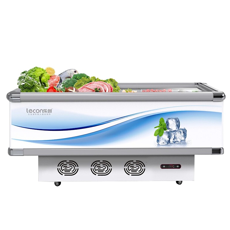 乐创(lecon)展示冷柜岛柜平岛柜卧式冰柜展示柜冷藏商用保鲜柜冷藏柜烧烤配菜柜海鲜超市冰箱雪糕柜1.2米单压218L