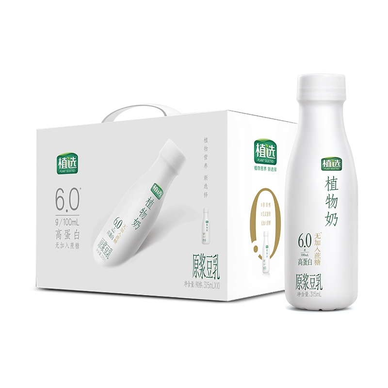 伊利 植选植物奶高蛋白豆乳原味315ml*10瓶