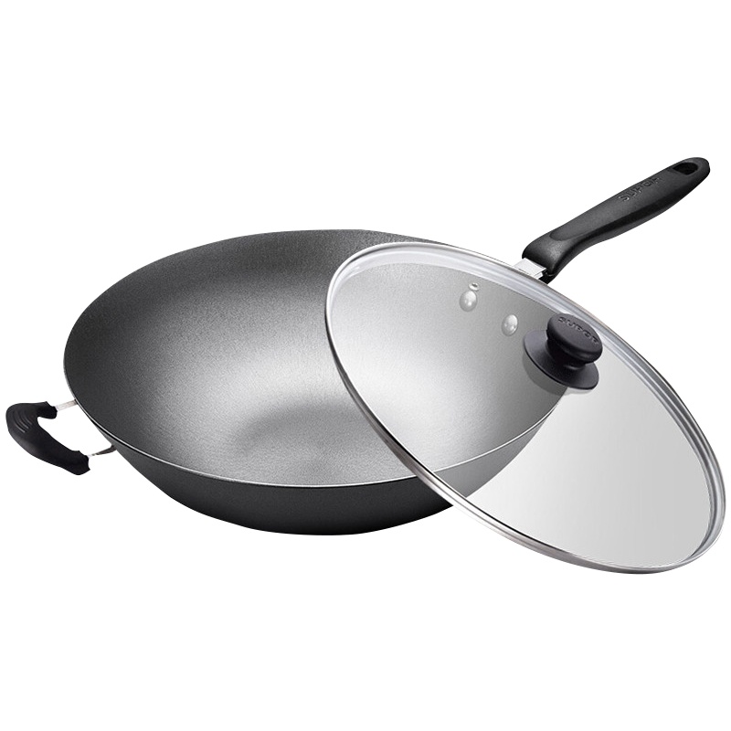 苏泊尔(SUPOR) 炒锅精铸富铁锅健康生铁锅带玻璃盖 明火电磁炉通用32cm FC32E