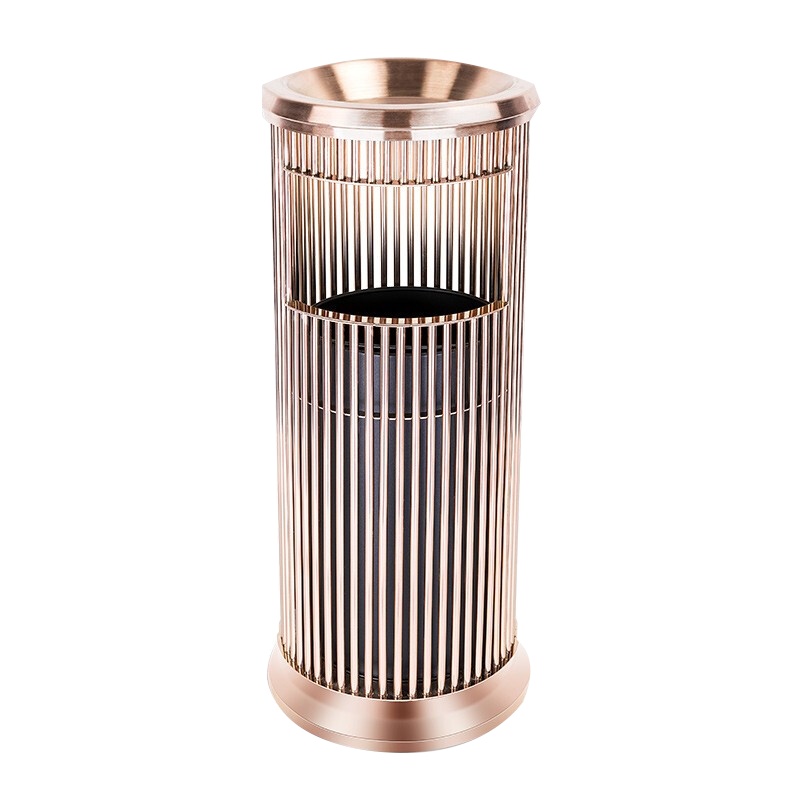 欧宝美酒店垃圾桶烟灰缸不锈钢大堂立式室外带内桶走廊带烟灰缸商场果皮桶箱垃圾桶直筒垃圾桶 烟灰垃圾桶