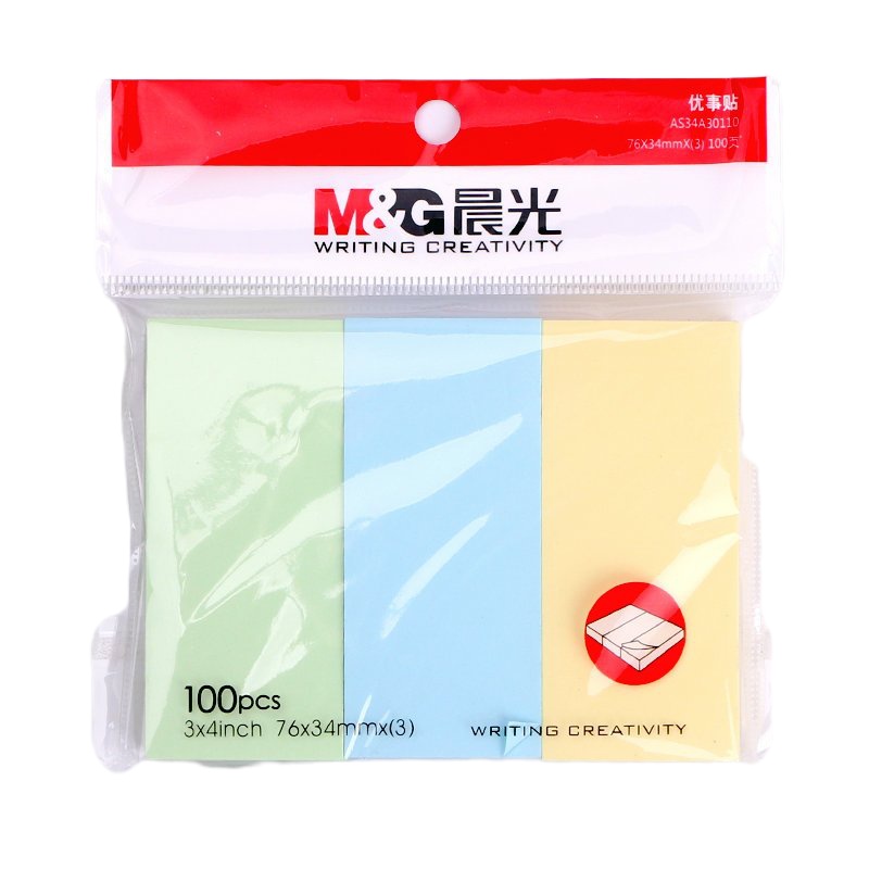 晨光文具 便签本 YS-14备忘条便利贴便条纸 76*34*3 彩色自粘N次贴 10包装