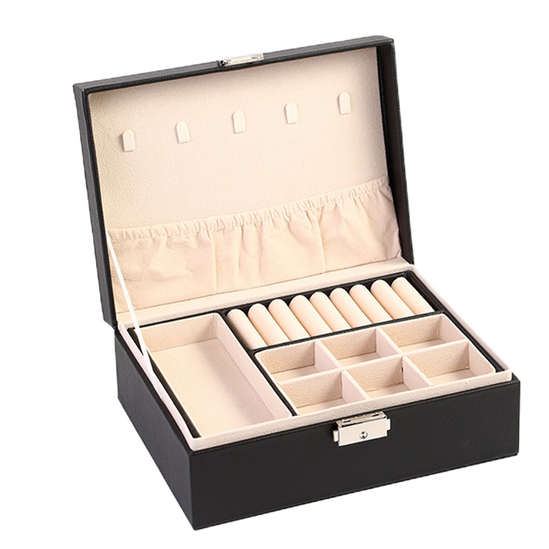 大容量首饰盒耳环耳饰耳钉饰品收纳盒多层饰品盒项链双层盒子 封后 白色不含饰品饰品盒