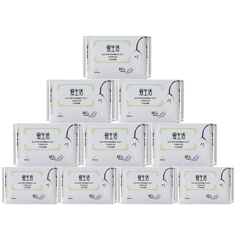 [10包]绿叶爱生活卫生巾女日用组合装超薄透气负离子无荧光整箱10包 精选特买