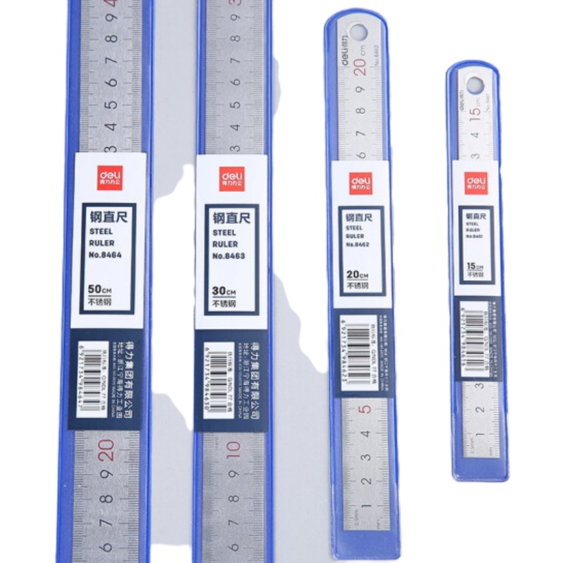 得力(deli) 厘米刻度尺钢制直尺不锈钢铁尺子 金属尺子