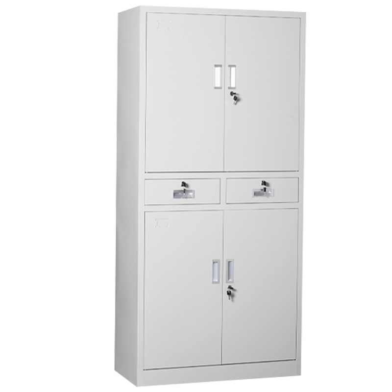 富和美(BNF)文件柜中二斗铁皮柜档案柜办公室文件柜抽屉柜带锁 灰白色加厚款(850L*390W*1800H)