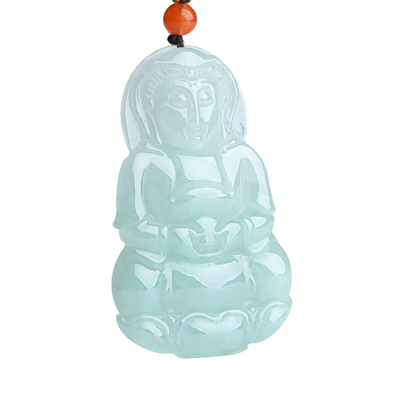 印象眸 翡翠吊坠 男款观音玉石坠子 冰糯种菩萨挂件 附送证书