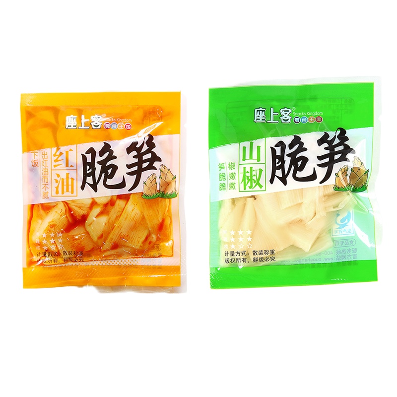 [座上客 山椒脆笋11小袋*2]下饭菜山椒脆笋泡椒竹笋尖麻辣约370g*2