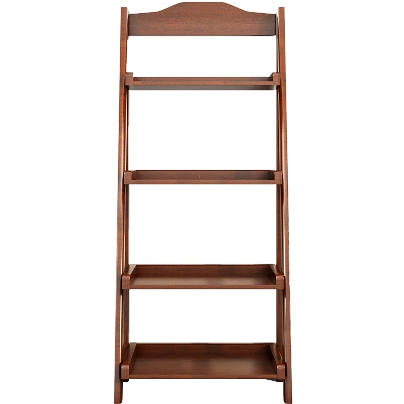 振林ZHURLINS胡桃木全实木书架置物架北欧多层梯形儿童收纳架落地简易简约花架搁板置物架
